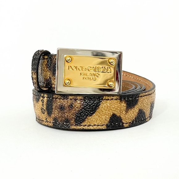 Authentic Dolce & Gabbana Leopard Print Belt with Gold Buckle - Picture 3 of 6